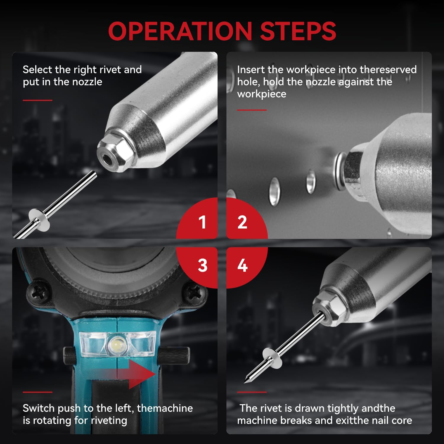 Cordless Rivet Gun with 260 N·m Max Torque