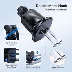 Miracase Black Car Phone Holder – Ultra Stable Double Steel-Hook Mount