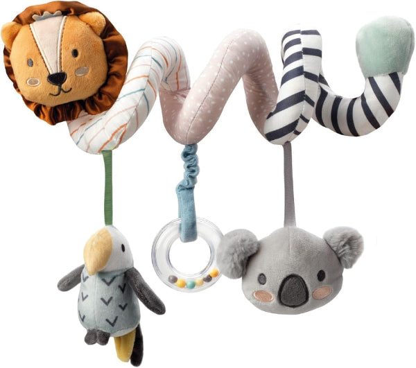 Nuby Animal Adventures Activity Spiral – Sensory Pram Toy with Interactive Hanging Toys