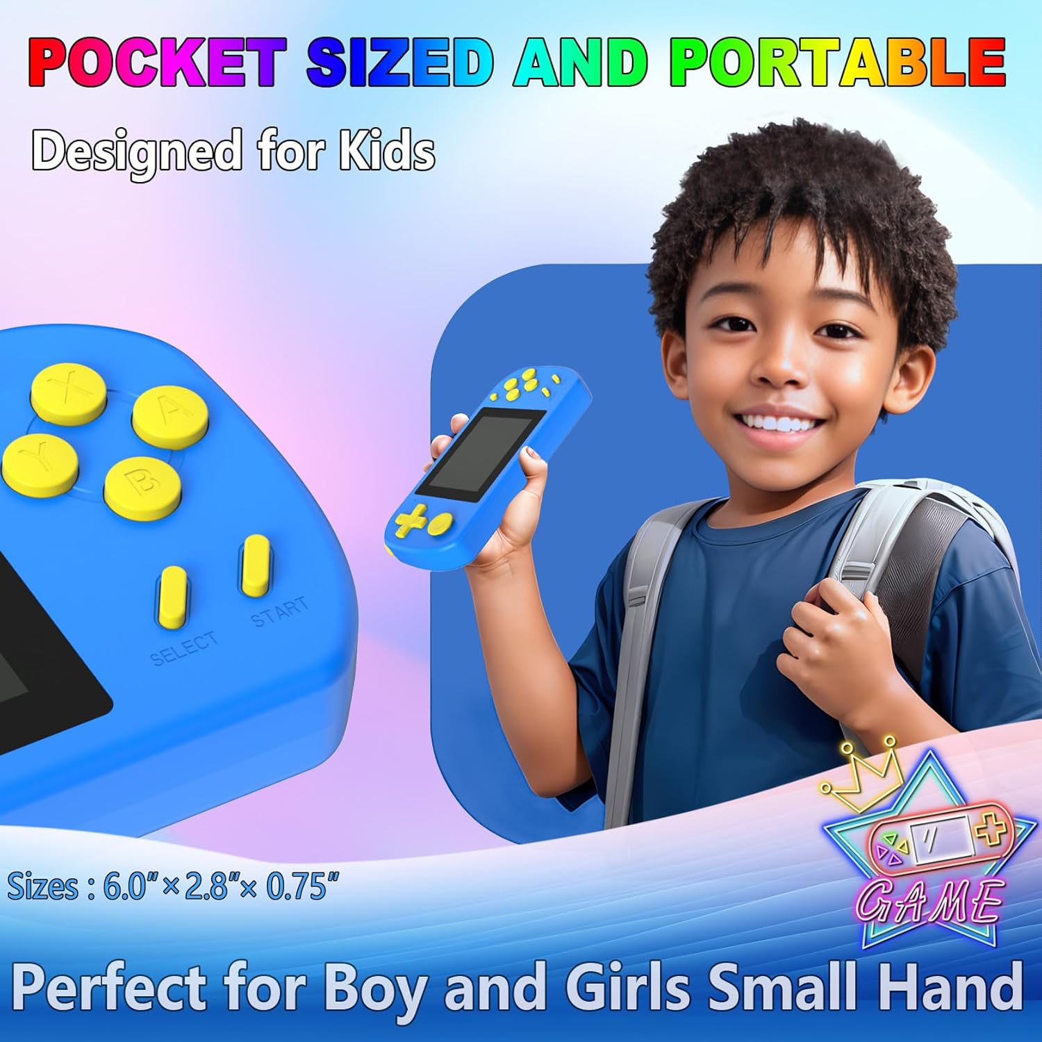 Handheld Game Console for Kids – 218 Built-in Retro Games, 3.0" HD Screen, Rechargeable