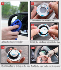 Blind Spot Mirrors for Cars – 360° Rotatable Waterproof Convex Rear View, 2 Pack