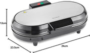Double Waffle Maker – 1200W Belgian & American Waffle Iron with Non-Stick Plates, Auto Temperature Control, Cool Touch Handle – Silver