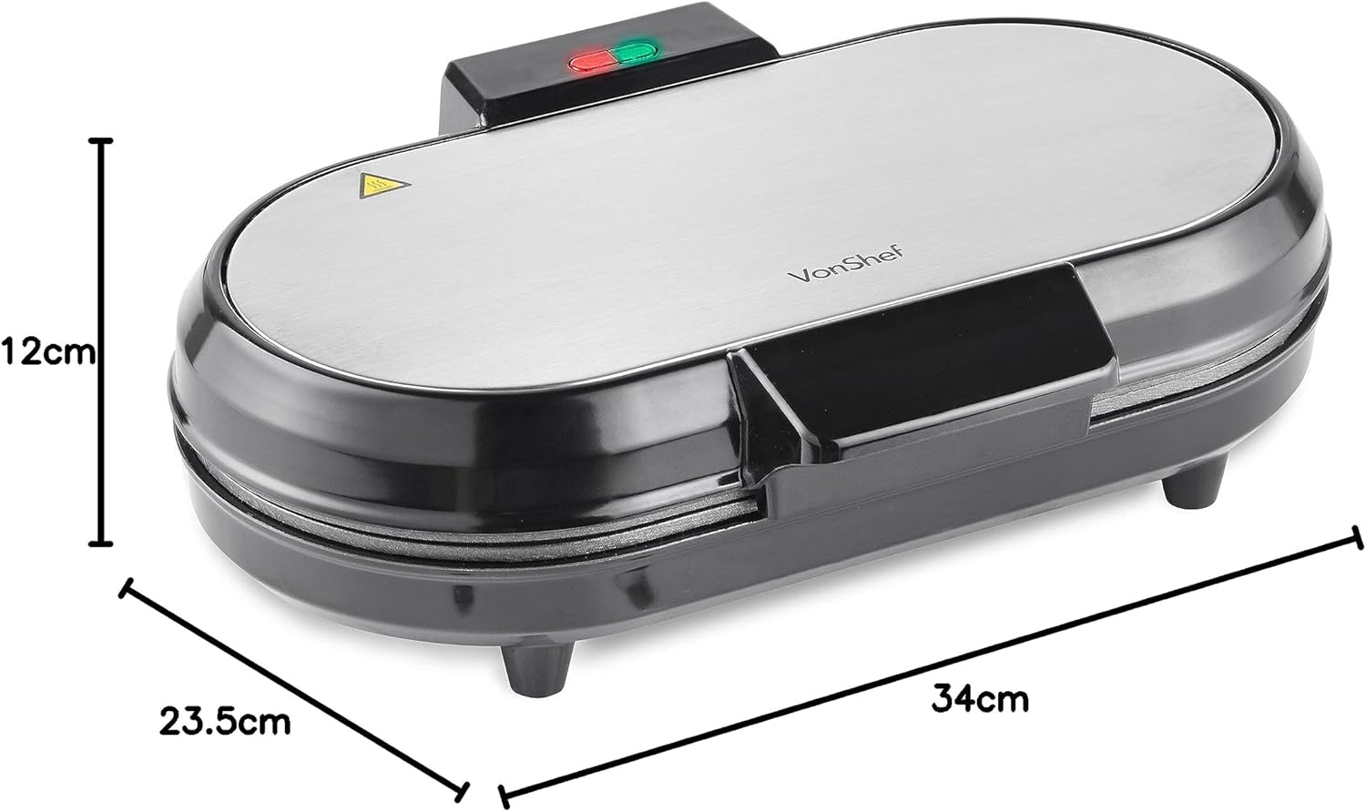 Double Waffle Maker – 1200W Belgian & American Waffle Iron with Non-Stick Plates, Auto Temperature Control, Cool Touch Handle – Silver