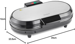Double Waffle Maker – 1200W Belgian & American Waffle Iron with Non-Stick Plates, Auto Temperature Control, Cool Touch Handle – Silver