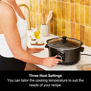 3.5L Sear & Stew Slow Cooker Aluminium Pot Hob Proof Easy Clean Black