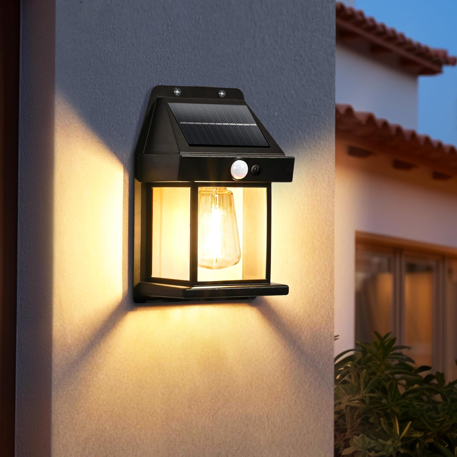 2-Pack Solar Wall Lights Outdoor, Dusk to Dawn Motion Sensor, Waterproof, with 3 Modes, for Patio, Garage, and Shed