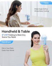 Portable Handheld Fan with 4500mAh Powerbank – Blue