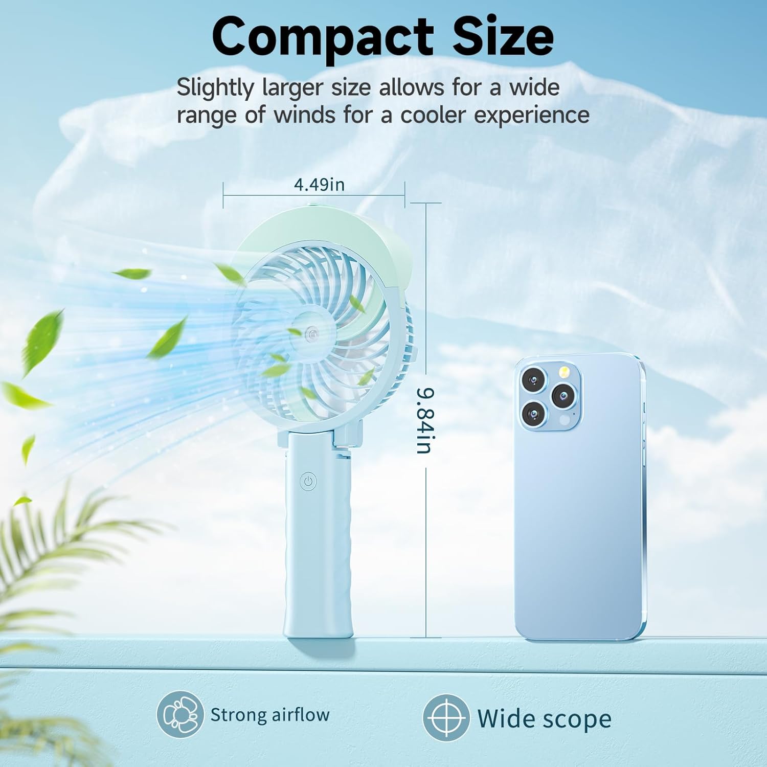 HandFan Handheld Fan Misting Hand Held Fan Rechargeable Battery Operated Portable 3 Speeds & 55ml Spray &180°Foldable With Metal Clip USB Personal Water Fan For Travel Camping Outdoor Women