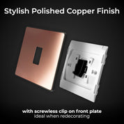 BG Electrical Single Intermediate Wall Light Switch, Screwless Front Plate, Round Edges, Evolve, Polished Copper, 20A, 16AX, PCDCP13B