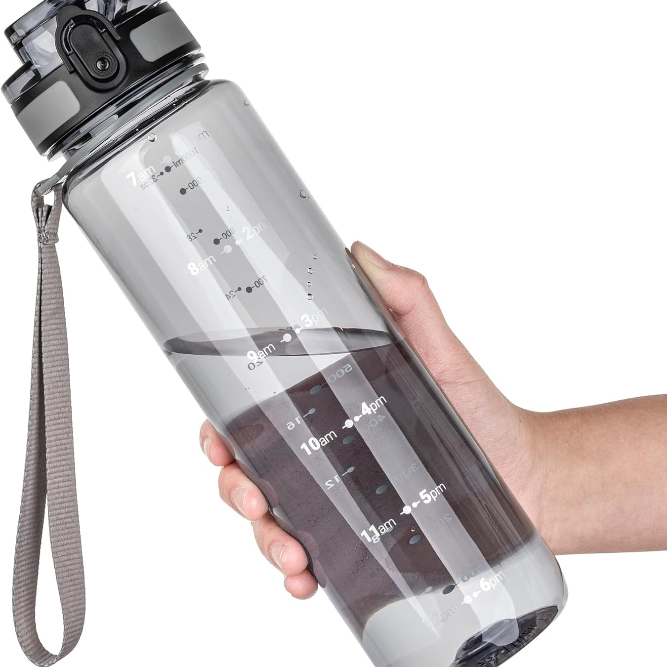 1L Motivational Sports Water Bottle – BPA-Free Leakproof Bottle with Time Markers & Lock Cover