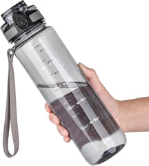 1L Motivational Sports Water Bottle – BPA-Free Leakproof Bottle with Time Markers & Lock Cover