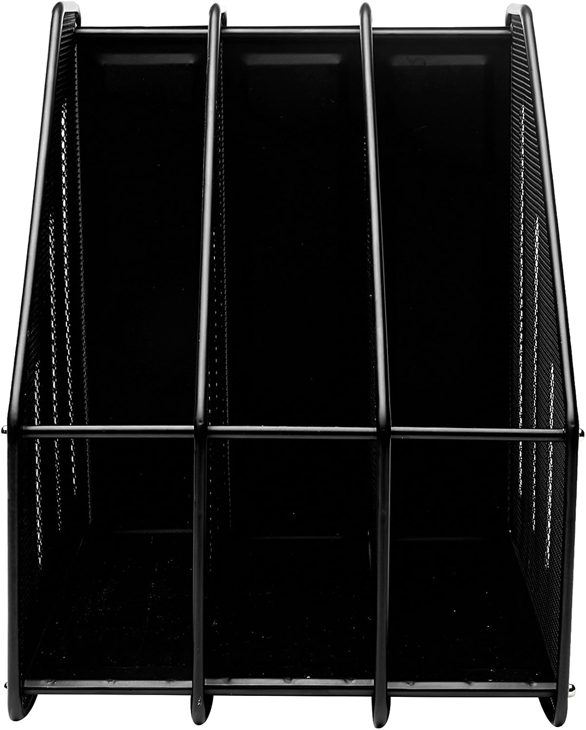 Mesh Metal Magazine Holder Triple Rack – 3 Vertical Compartments for Files & Folders