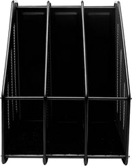 Mesh Metal Magazine Holder Triple Rack – 3 Vertical Compartments for Files & Folders
