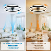 50cm Ceiling Fan with Light & Remote – 6 Speeds, 3000K-6500K Dimmable LED, Quiet Smart Ceiling Fan for Bedroom & Living Room (Black)