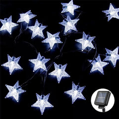 Solar Star String Lights – 16ft/5m, 30 LED Solar-Powered Fairy Lights, Waterproof for Outdoor Halloween, Christmas, Patio, Party, and Wedding Decor (Cold White)