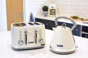 Morphy Richards Vector 4 Slice Toaster 1800W – Cream High Gloss Geometric Design with Variable Width Slots, Defrost, Reheat & Crumb Tray
