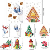 Christmas Window Stickers Set – 8 Sheets of Snowman, Santa & Gift Decals for Holiday Window Decorations