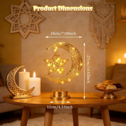 Ramadan Crescent Moon Table Lamp – Battery Operated Half Moon LED Night Light with Star Design, Eid Decorations for Bedroom & Home