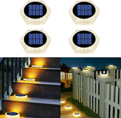 6 Pack Solar Deck Lights, IP68 Waterproof Outdoor Garden Lights with 30 LEDs, Auto On/Off Solar Step Lights for Driveway, Pathway, and Stair Decoration