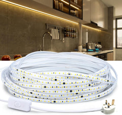 LED Strip Lights 20m,220V Flexible Outdoor Lighting Waterproof Led Tape Ribbon Adhesive,Warm white 3200K 20meters for Bedroom,Kitchen,Garden, Room Decoration,Indoor