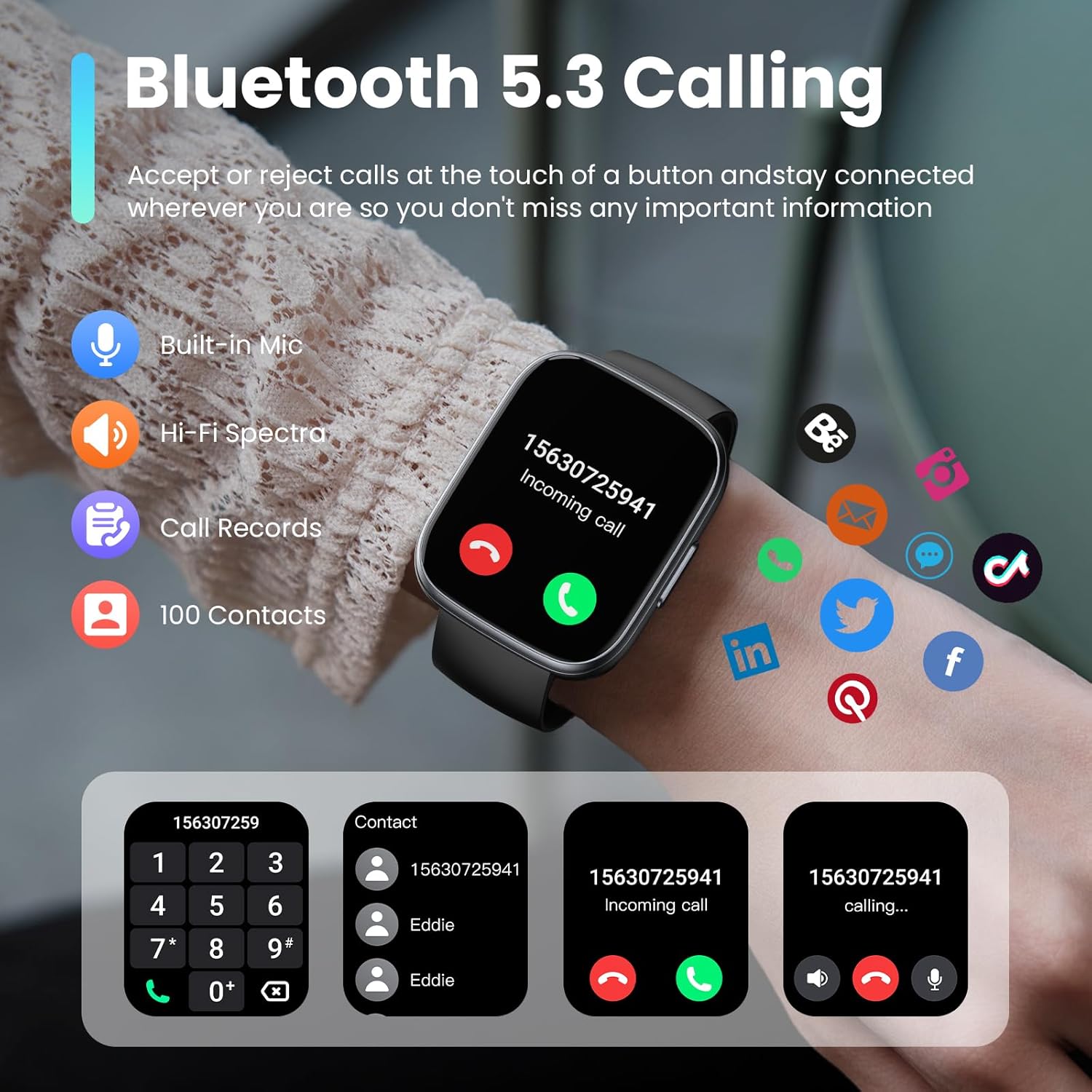 Smart Watch for Men & Women – 1.95" Bluetooth Calls, 110+ Sports Modes, IP68