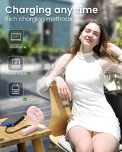 EasyAcc Handheld Fan USB Fans Portable Hand Fan 3 Speeds 180° Foldable with 6 Blades Personal Electric Mini Outdoor Fan with Rechargeable Battery Foldable Handle Desktop for Home Travel Outdoor - Pink