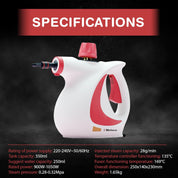 Belaco Handheld Steam Cleaner – High Pressure Multi-Purpose Steam Cleaner 1050W with 9 Accessories | Portable Chemical Free Steamer for Home, Kitchen, Bathroom, Tiles, Grout, Upholstery & Cars BSC389A