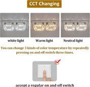 Rectangular Crystal LED Ceiling Chandelier Flush Mount 3-Color Change