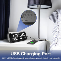 Large LED Digital Alarm Clock with Night Light, Dual Alarm, USB Charger & Dimmer
