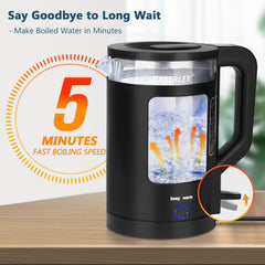 GABERLEE Electric Kettle 1.7L Glass Quiet Boil, 3000W Fast Heat, LED, Keep Warm