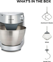 Kenwood Prospero Plus Stand Mixer – 4.3L Bowl, 1000W Motor, 3 Bowl Tools, Compact Design, Silver