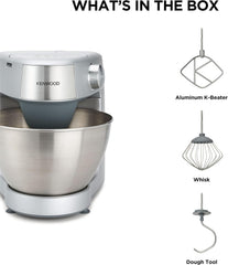 Kenwood Prospero Plus Stand Mixer – 4.3L Bowl, 1000W Motor, 3 Bowl Tools, Compact Design, Silver