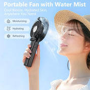 VersionTECH. Portable Handheld Misting Fan as Power Bank, 50ml XL Water Tank, 20H Runtime 3 Speeds, 180° Foldable Rechargeable Mist Fan for Travel, Outdoors, Makeup - Black