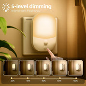 Plug-in LED Night Light with Dusk-to-Dawn & Motion Sensor, Adjustable Brightness, 3000K Warm White, 1W, 1 Pack
