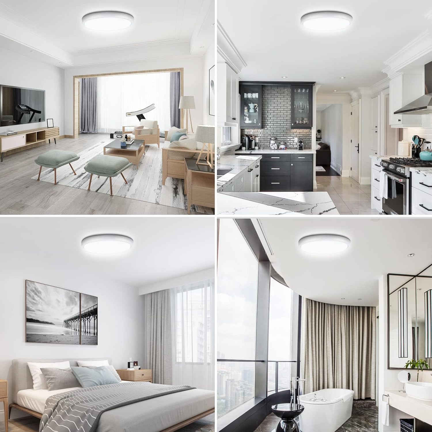 24W Ultra-Thin LED Ceiling Light with Dimmable 2000K Backlight, Warm Night Light & Timer, Modern 12 Inch Round Flush Mount for Bedroom Living Room Kitchen
