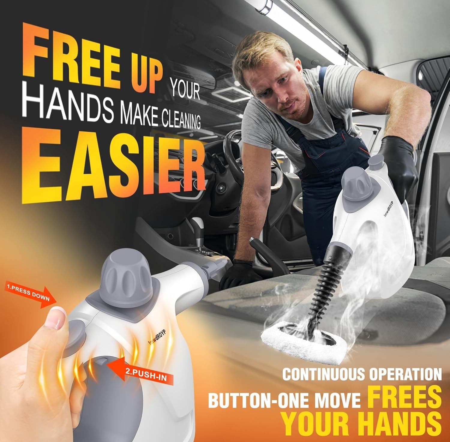 Hand Held Steam Cleaner, 450ml Capacity Portable High Pressure Steam Cleaners with 11 Accessories, Easy And Effortless Steam Cleaner Handheld for Kitchen, Sofa, Car, Floors And Windows