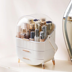 Portable Waterproof Makeup Organizer with Lid – Dustproof Skincare Storage Case for Vanity