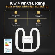 16W GR10q 2D Square CFL Bulb 3500K Warm White