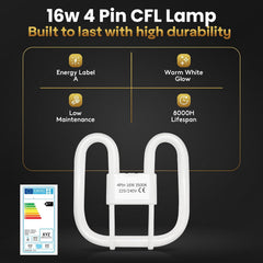 16W GR10q 2D Square CFL Bulb 3500K Warm White