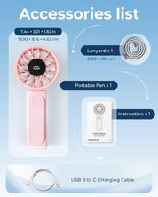 Portable Handheld Fan 4000mAh 6-Speed Foldable Mini Fan