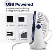 OCOOPA USB Desk Table Fan with Strong Airflow & Quiet Operation, Portable Cooling Fan Speed Adjustable 360°Rotatable Head for Home Office Bedroom Table and Desktop