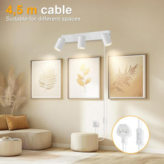 Ceiling light fixture with 4.5m cable in a living room setting