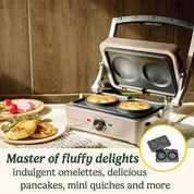 Waffle & Pancake Maker – Electric Grill with Even Cooking, Non-Stick Removable Interchangeable Plates, Dishwasher Safe, 210°C – Frosted Pearl