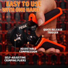 Ferrule Crimping Tool Kit, Square Pliers 0.25-10 mm², 24 Sizes Ferrules & Wire Stripper for Electrical Wiring/DIY Terminals | Self-Adjusting Ratchet Crimper - Copper Ferrule Kit