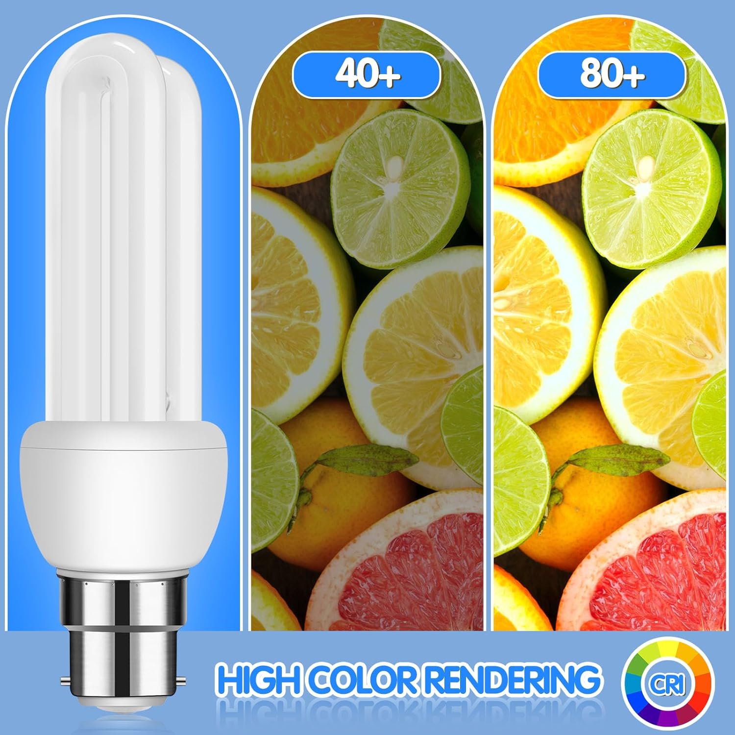 B22 11W CFL Energy Saving Bulb 3-Pack – Cool White 6500K