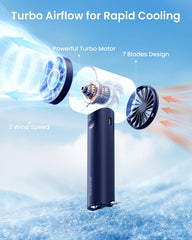 Turbo Handheld Fan with LED Torch & Clasp Base