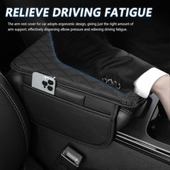 Upgraded Car Armrest Cover – Black Microfiber Leather Console Cushion with Storage