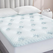 Double Memory Foam Mattress Topper – 135x190cm with Extra Deep Pocket Cover