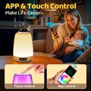 Kids Night Light Baby Lamp, 48 Color Changing, 14 Sleep Sounds Toddler Night Light, Dimmable Touch Lamps for Bedroom, APP Control Rechargeable Lamp with 3000mAh Battery