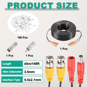 45m BNC Video Power Extension Cable for CCTV Cameras
